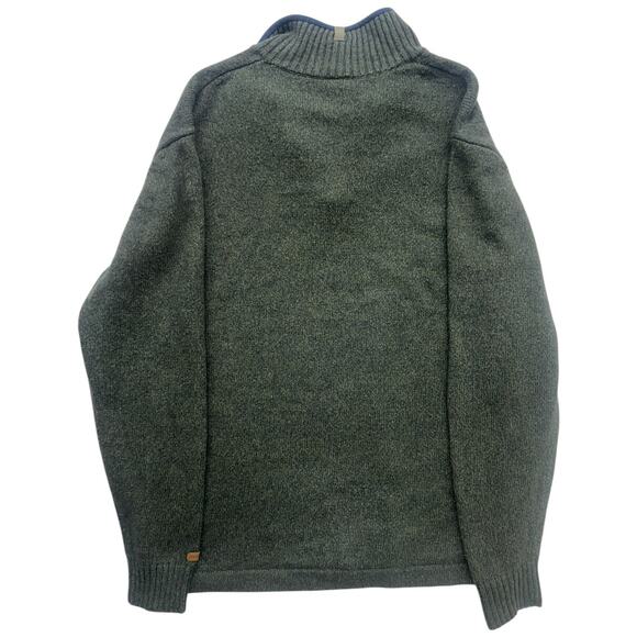 Vintage Columbia Men’s Sweater  Military Green Tan Stripe Wool Blend Size Large - Picture 2 of 4